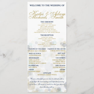 Navy, Gold en Mint Wedding Program 4 x 9,25 inch Programmakaart