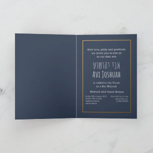Navy, Gold en Photo Hebrew Bar Mitzvah