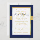 Navy, Gold en White 100th Birthday Invitation Kaart (Achterkant)