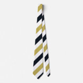 Navy Gold en White Regimental Stripe Stropdas (Voorkant)