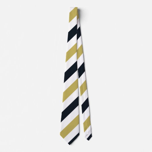 Navy Gold en White Regimental Stripe Stropdas (Voorkant)