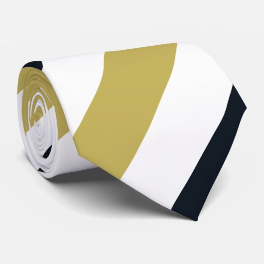 Navy Gold en White Regimental Stripe Stropdas (Opgerold)