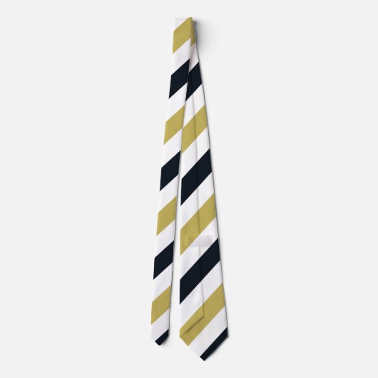 Navy Gold en White Regimental Stripe Stropdas (Achterkant)