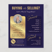 Navy & Gold Estate Agent Fotomakelaar Flyer (Voorkant)