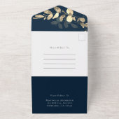Navy Gold Eucalyptus Vow Renewal All In One Uitnodiging (Buitenkant)