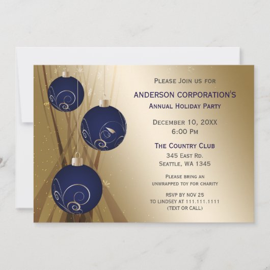 Navy Gold Festive Corporate-feestdag Kaart (Voorkant)