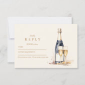 Navy Gold Floral Afstuderen RSVP Kaartje (Voorkant)