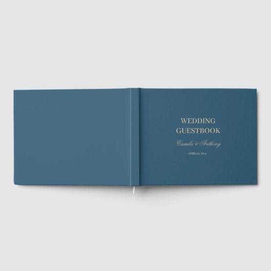 Navy Gold Floral Boho bruiloft Gastenboek (Volledig)