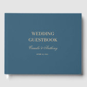Navy Gold Floral Boho bruiloft Gastenboek (Voorkant)