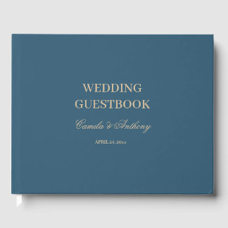 Navy Gold Floral Boho bruiloft Gastenboek