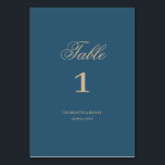 Navy Gold Floral Boho bruiloft Kaart<br><div class="desc">Navy Gold Floral Boho Trouwtafel nummer</div>