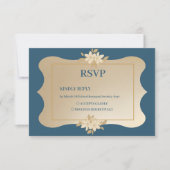 Navy Gold Floral Boho bruiloft RSVP Kaartje (Voorkant)