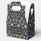 Navy & Gold Floral Christmas Pattern Bedankdoosjes (Geopend)