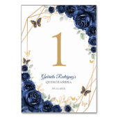 Navy Gold Floral Quinceanera Kaart (Achterkant)