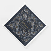 Navy Gold Floral servetten Elegant Monogram Accent (Hoek)
