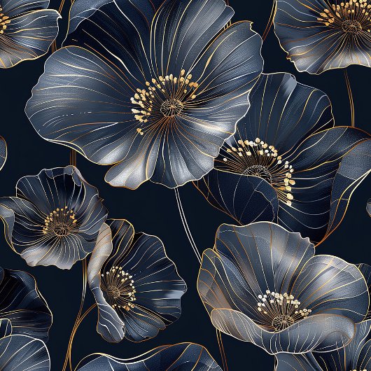 Navy Gold Floral servetten Elegant Monogram Accent