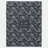 Navy Gold Floral Throw Elegant Monogram Blanket Fleece Deken (Voorkant)