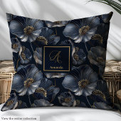 Navy Gold Floral Towels Elegant Monogram Accent Bad Handdoek