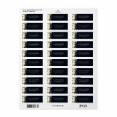 Navy Gold Floral Waterverf retour adres label (Full Sheet)