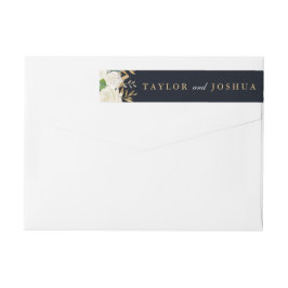 Navy Gold Floral Waterverf Wrap Around Label