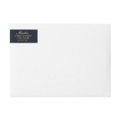 Navy Gold Floral Waterverf Wrap Around Label (Voorkant)