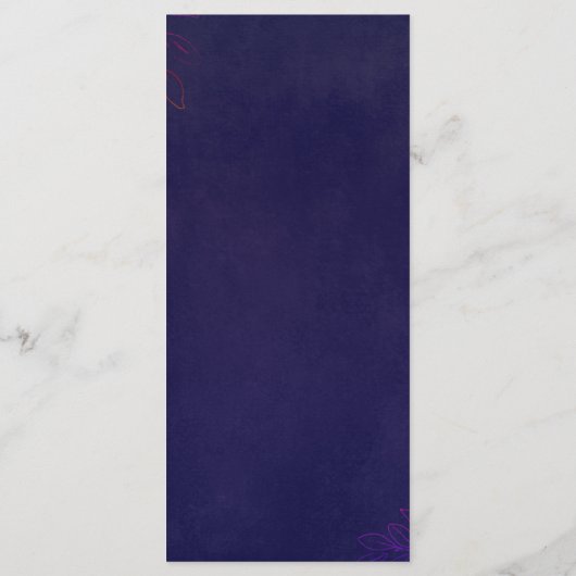 Navy Gold Floral Wedding Menu Sjabloon (Achterkant)