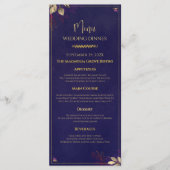 Navy Gold Floral Wedding Menu Sjabloon (Voorkant)