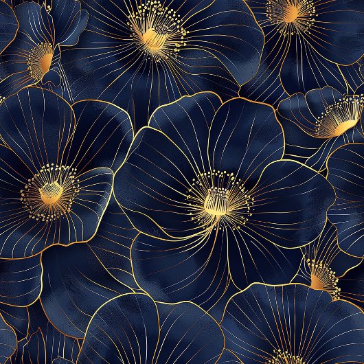 Navy Gold Flower servetten Moderne Monogram stijl