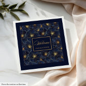 Navy Gold Flower servetten Moderne Monogram stijl
