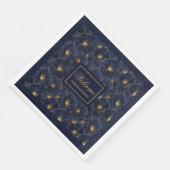 Navy Gold Flower servetten Moderne Monogram stijl (Hoek)