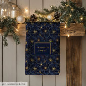 Navy Gold Flower Towel Modern Monogram Kitchen Theedoek