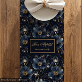Navy Gold Flowers Table Runner Chic Modern Keepsak Medium Tafelloper