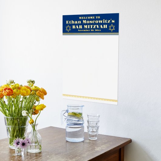 Navy, Gold FOIL Bar Mitzvah Sign-In Poster 2 (Laag (Keuken))