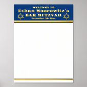 Navy, Gold FOIL Bar Mitzvah Sign-In Poster 2 (Voorkant)