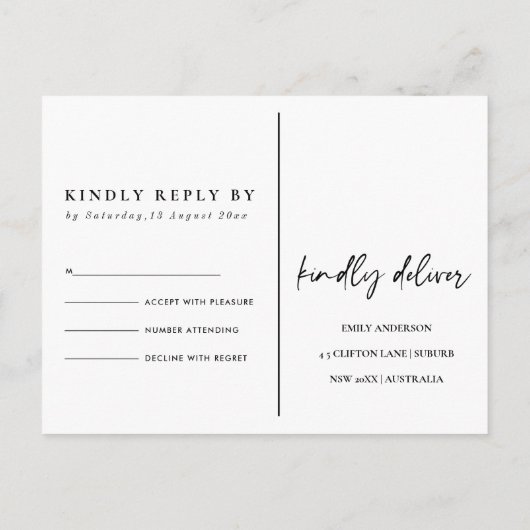 NAVY GOLD FOLIAGE WATERVERF KRANS BRUILOFT RSVP UITNODIGING BRIEFKAART (Achterkant)