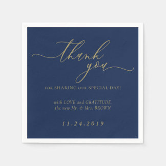 Navy Gold formele minimalistische decorbruiloft Servet