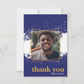 Navy & Gold Funky Splat Afstuderen Hartelijk dank Kaart (Voorkant)