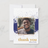 Navy & Gold Funky Splat Afstuderen Hartelijk dank Kaart (Voorkant)