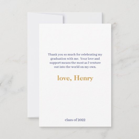 Navy & Gold Funky Splat Afstuderen Hartelijk dank Kaart (Achterkant)