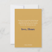 Navy & Gold Funky Splat Afstuderen Hartelijk dank Kaart (Achterkant)
