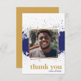 Navy & Gold Funky Splat Afstuderen Hartelijk dank Kaart