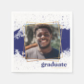 Navy & Gold Funky Splat Afstuderen Napkins Servet (Voorkant)
