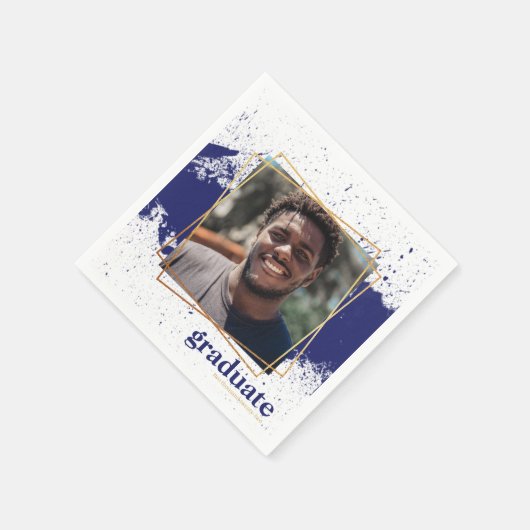 Navy & Gold Funky Splat Afstuderen Napkins Servet (Hoek)