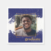 Navy & Gold Funky Splat Afstuderen Napkins Servet (Voorkant)