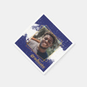 Navy & Gold Funky Splat Afstuderen Napkins Servet (Hoek)