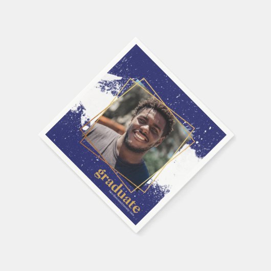 Navy & Gold Funky Splat Afstuderen Napkins Servet (Hoek)