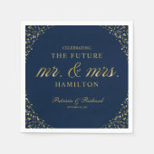 Navy Gold Future Mr en Mrs Engagement Party Servet (Voorkant)