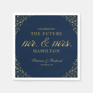Navy Gold Future Mr en Mrs Engagement Party Servet