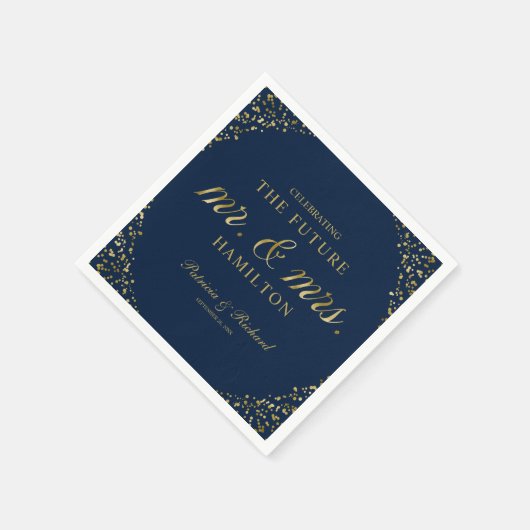 Navy Gold Future Mr en Mrs Engagement Party Servet (Hoek)
