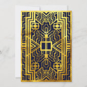 Navy Gold Gatsby Art Deco Wedding Invitation Kaart (Achterkant)